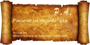 Pacurariu Aszpázia névjegykártya